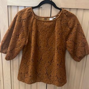 Anthropologie Dolan Left Coast Norah Floral Corduroy Blouse in Camel Size xs